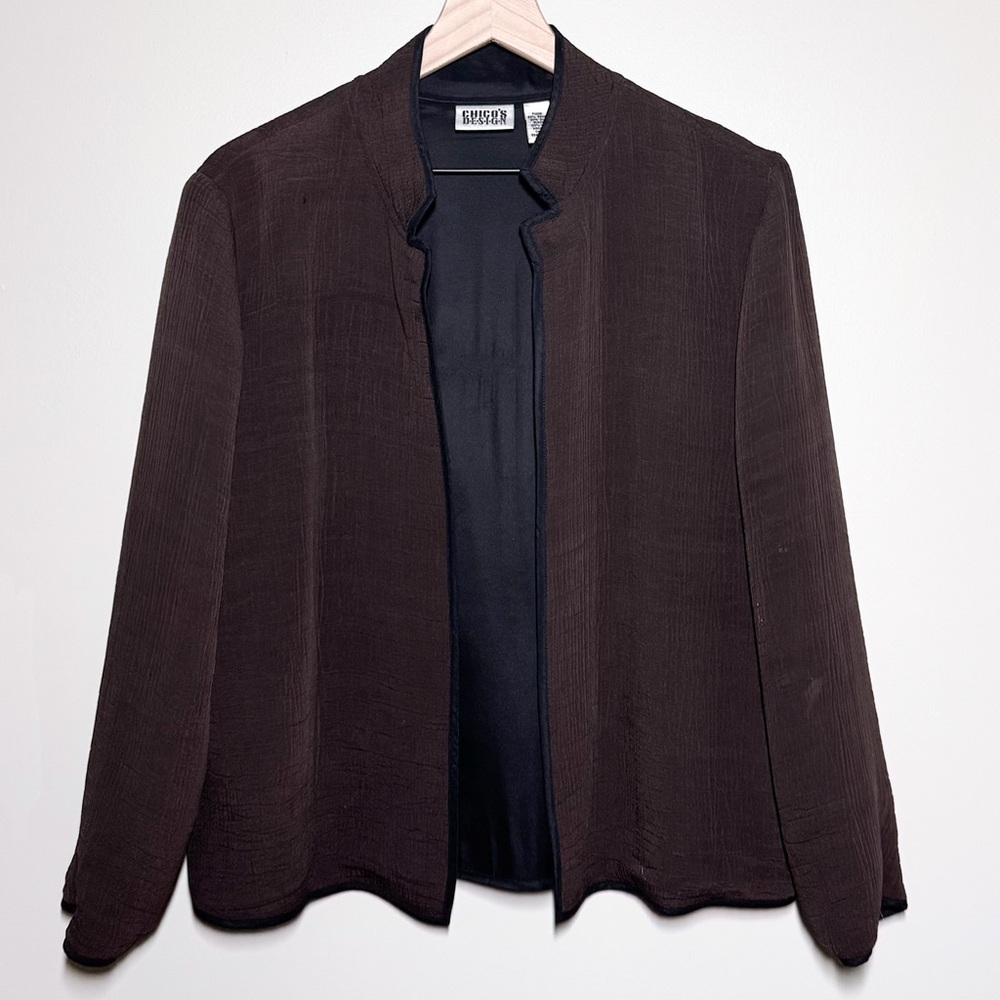 Chico’s Silk Blend Crinkle Texture Coat Jacket Women’s Size 2